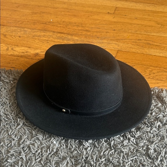 Free People Wool Black Hat Fedora One Size with Black Band main image 13